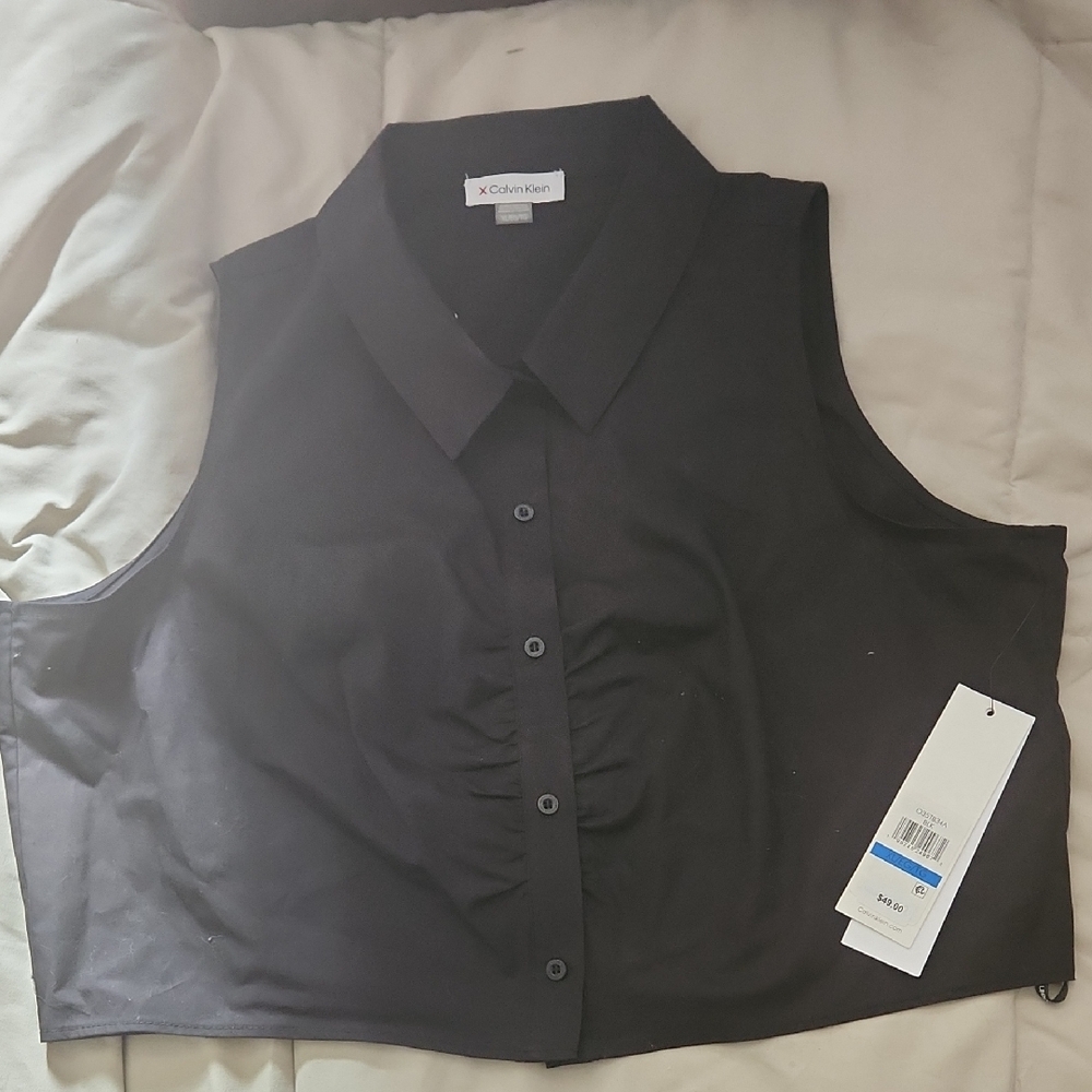 Calvin Klein Women's Black Collared Blouse